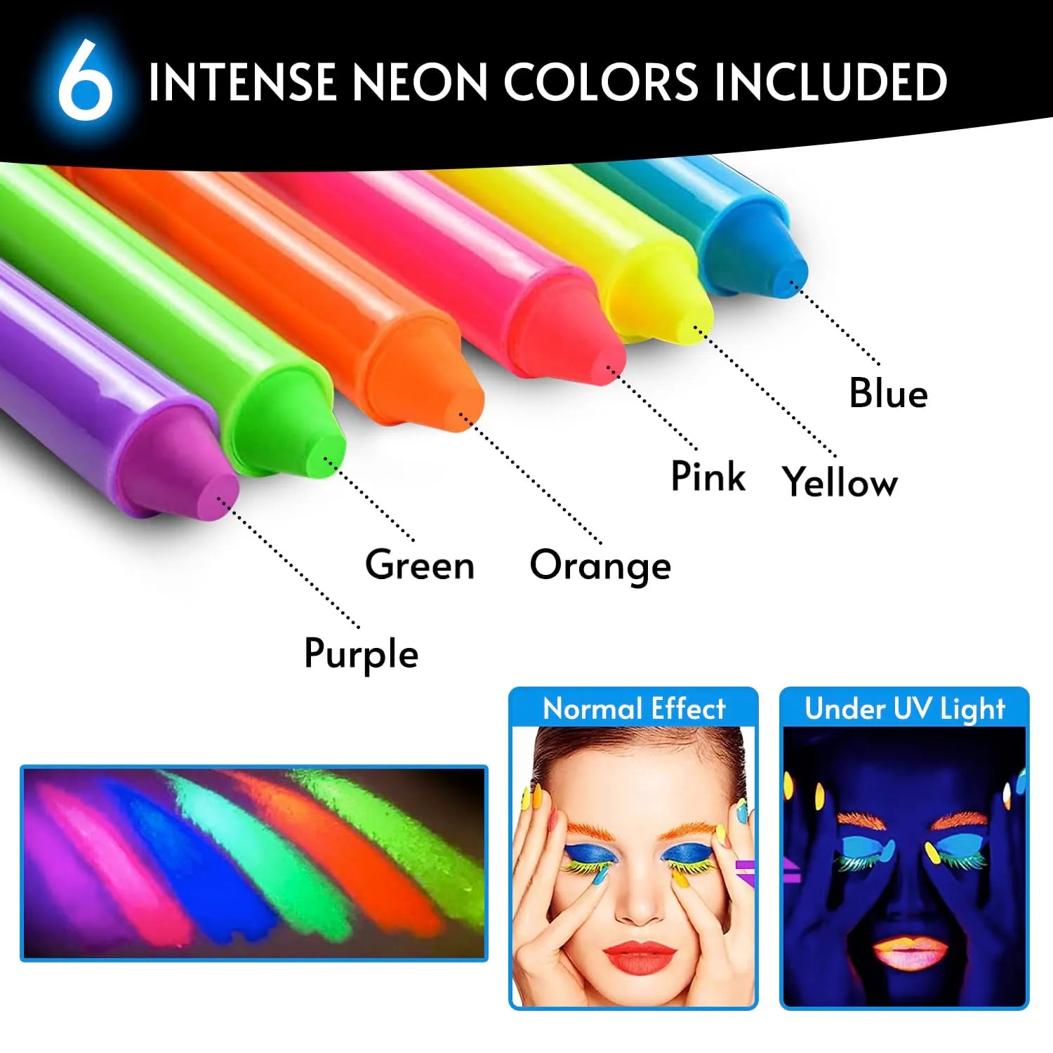 Glow King Blacklight Reactive Crayons | Glow Markers Accessories - 12 Pcs