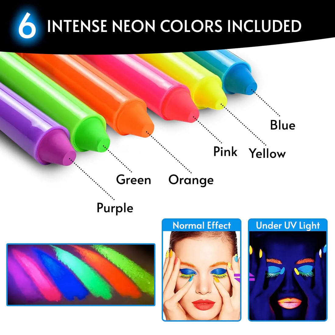 Glow King Blacklight Reactive Crayons | Glow Markers Accessories - 12 Pcs
