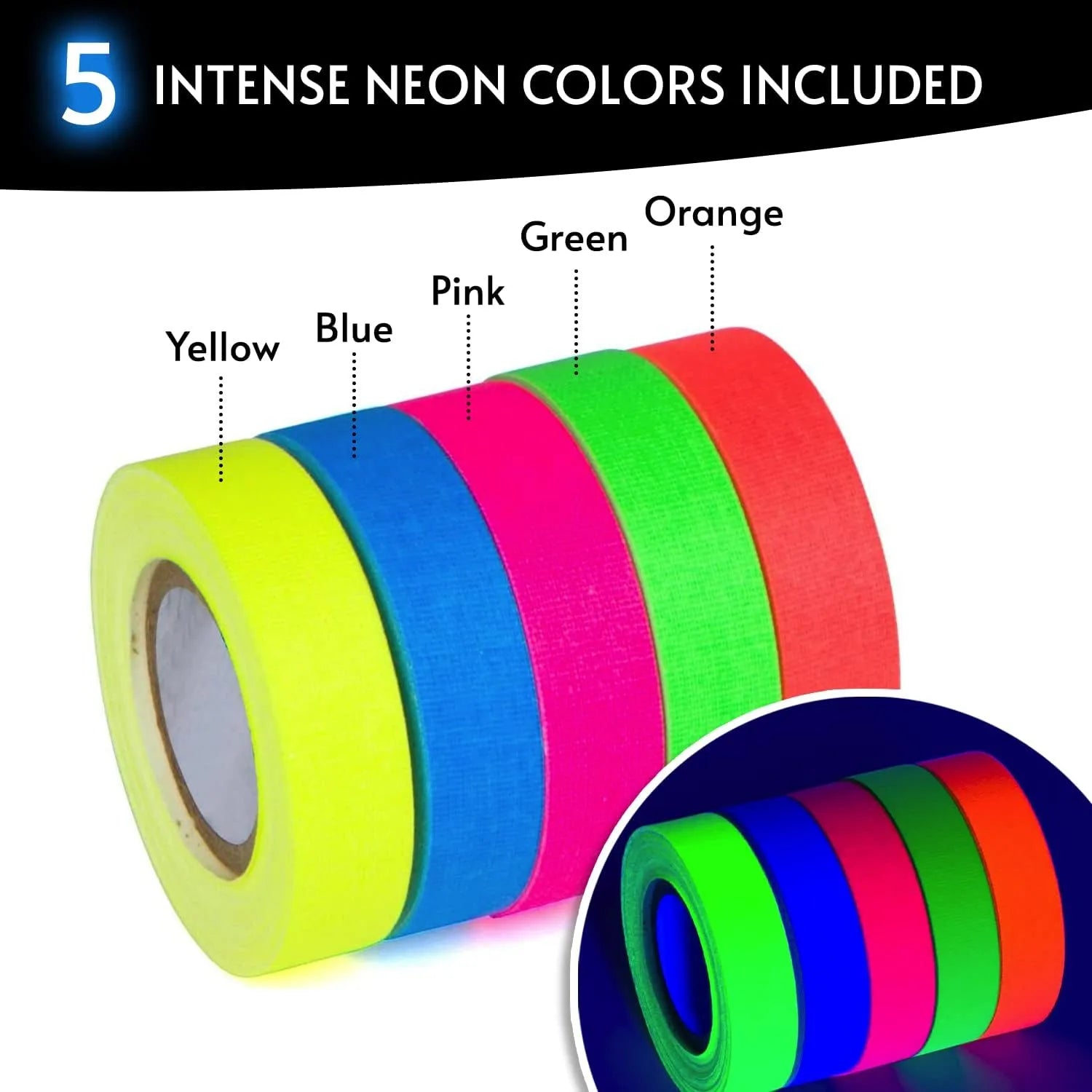 Glow King Blacklight Reactive Glow Tape - Small Tape – 0.5 in x 18 ft