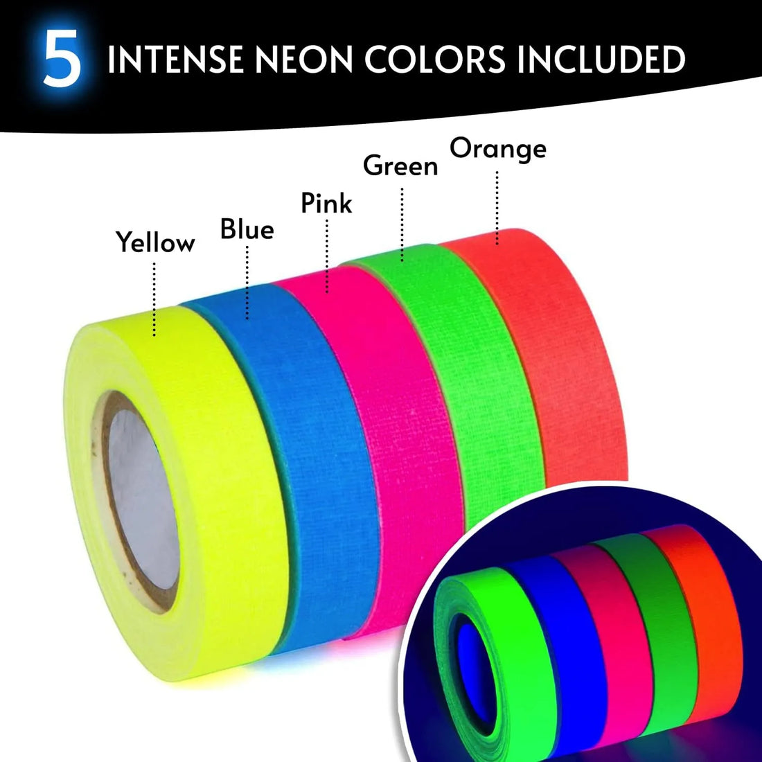 Glow King Blacklight Reactive Glow Tape - Small Tape – 0.5 in x 18 ft