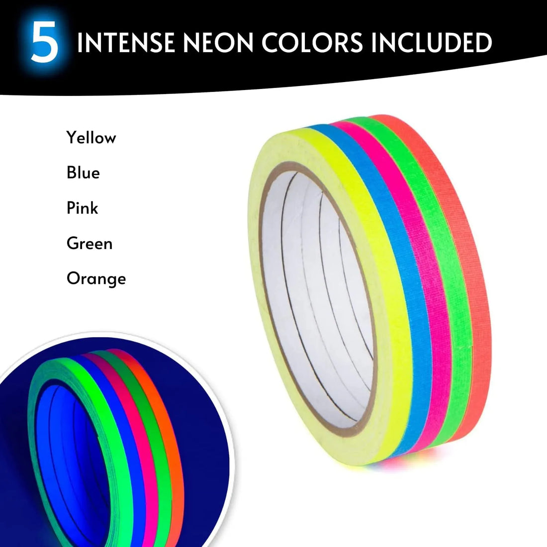 Glow King Blacklight Reactive Glow Tape - Narrow Tape – 0.25 in x 30 ft