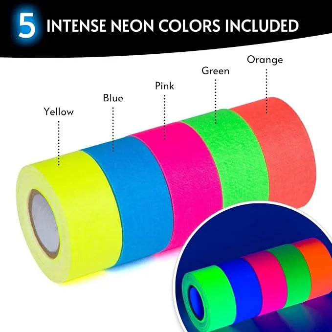 Glow King Blacklight Reactive Glow Tape - Wide Tape – 1 in x 18 ft