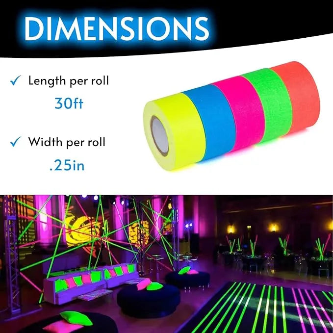 Glow King Blacklight Reactive Glow Tape - Wide Tape – 1 in x 18 ft